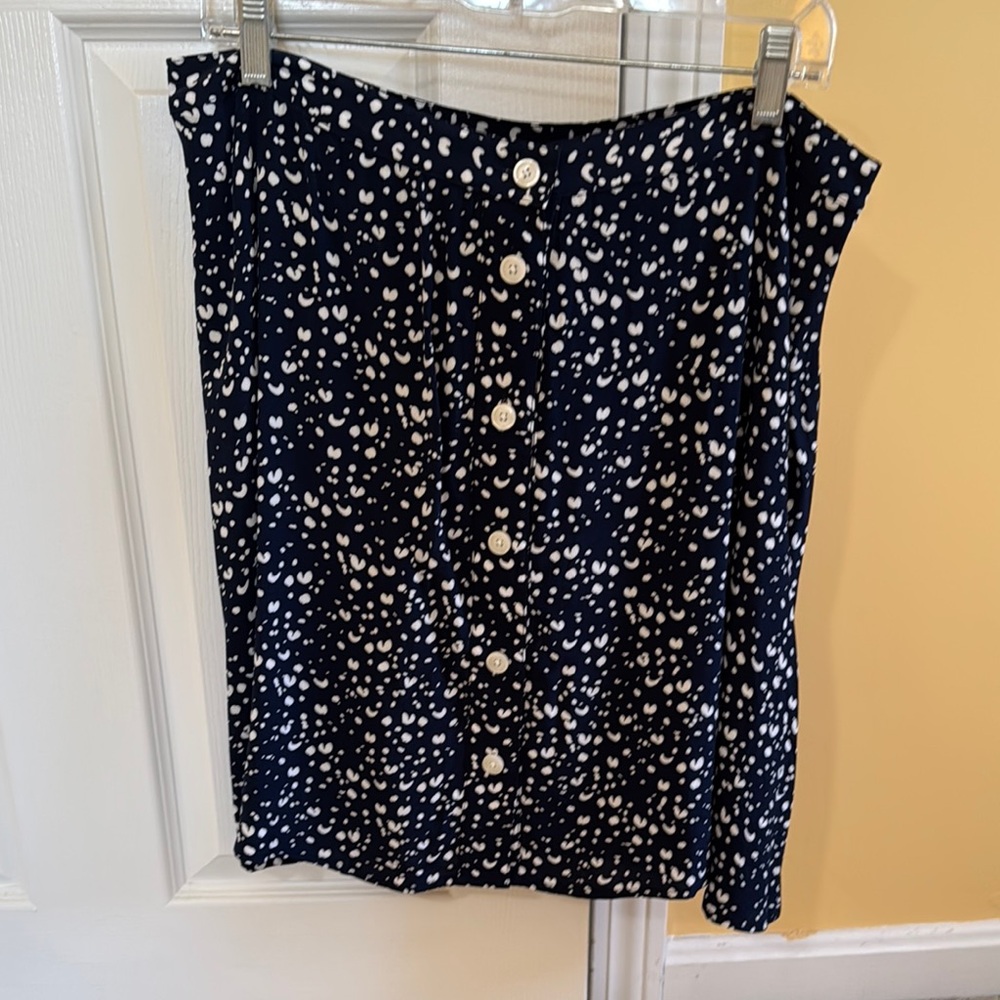 Navy and White Polka Dot Skirt